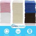 Simpli-Magic Cotton Wash Cloths 12"x12" (50 Pcs) Highly Absorbent Soft Towels Commercial Terry Washcloth for Face, Hand, Bath, Kitchen, Gym & Hotel (Multicolor)