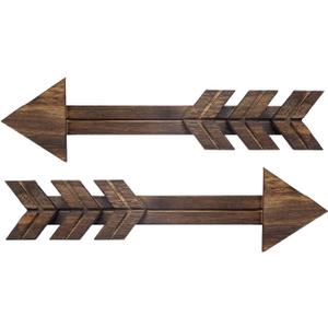 Dahey Rustic Wooden Arrow Wall Decor Farmhouse, 15" Wood Arrows Sign Wall Hanging Art Christmas Decoration for Home or Wedding, Set of 2