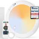 Combuh Battery Operated Shower Light Waterproof Inside, Rechargeable Motion Sensor Ceiling Lights Battery Powered with Remote, No Wiring Magnetic Cordless LED Overhead Lighting for Closet Hallway (1pack, 3CCT-Round)