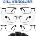 JOLISU 5PCS Reading Glasses Men - Blue Light Blocking Computer Metal Thin Frame Readers For Mens/Women 1.50