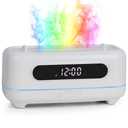 250ml Essential Oil Diffuser with Realistic Flame Effect, Ultrasonic Aromatherapy Humidifier with 7-Color Lights, Clock and Auto Shut-Off, Ideal for Home, Office, Bedroom (White)