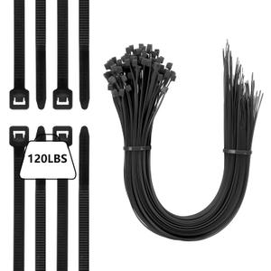 100PCS 20 inch Black Zip Ties 120LBS Tensile Strength Self-Locking heavy duty UV Resistant Cable Tie Wraps for indoor and outdoor use(black)