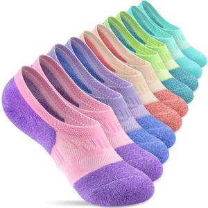 Gonii No Show Socks Women's Athletic Compression Running Low Cut Cushioned Socks 5 Pairs,  5-8 Years