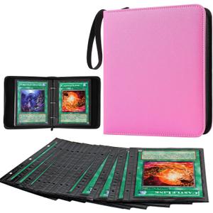 GEAoffice 6x8 inch Jumbo Card Binder Compatible with Jumbo Cards, Holds 80 Jumbo Cards, 1 Pocket Trading Card Album Folder with 40 Jumbo Card Sleeves Fit Oversize Big TCG Cards - XL Pink