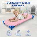 Comfyanno Quilted Daycare Cot Nap Mat Only, for Boys, Girls, Soft & Breathable, Gentle on Skin, Extra Support & Comfort for Toddler Cozy Nap Time Sleep, Fits 23" x 40" Toddler Preschool Cot - Pink