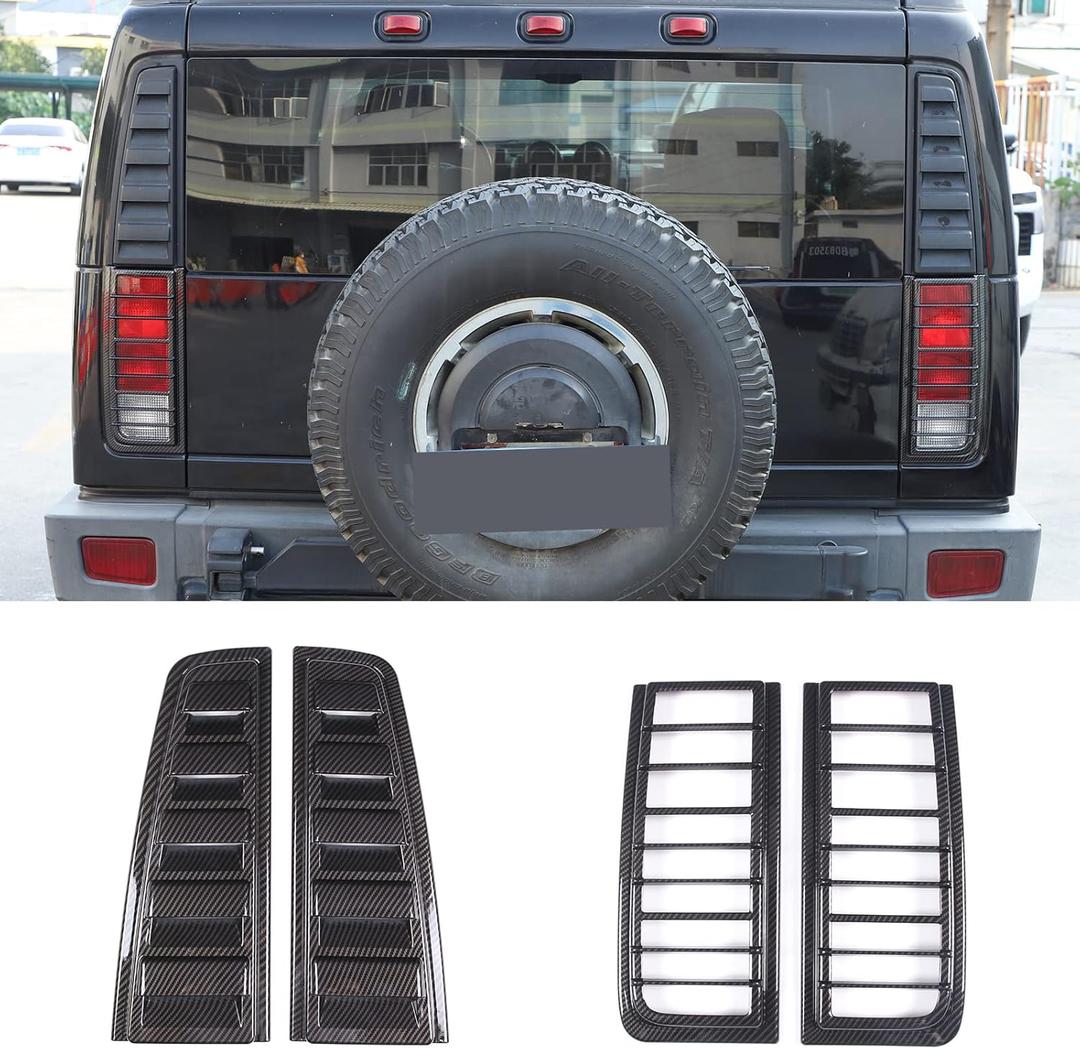 PIUGILH Rear Tail Light Lamp Vent Cover Compatible with Hummer H2 2003-2009 Decoration Accessories, Upper and Lower Tail Lights Cover Guard Trim Kit (Carbon Fiber) PIUGILH Rear Tail Light Lamp Vent Cover Compatible with Hummer H2 2003-2009 Decoration Accessories, Upper and Lower Tail Lights Cover Guard Trim Kit (Carbon Fiber)