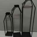Perfnique Modern Farmhouse Lanterns, Set of 3 Black Metal Lanterns, Decorative for Outdoor Decor, Front Porch, Indoor, Patio, Garden, Fireplace, Christmas (23inch & 20inch & 15inch)