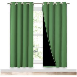 NICETOWN 100% Blackout Window Curtain Panels, Forest Green, 2 Pieces, 52-inch Wide Per Panel, Full Light Blocking Drapes with Black Liner for Nursery, 72-inch Drop Thermal Insulated Draperies