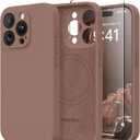 Magnetic for iPhone 14 Pro Case, Compatible with MagSafe, [Full Camera Protection][Screen Protector] Silicone Shockproof Protective Phone Case for iPhone 14 Pro 6.1", Brown