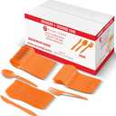 PLASTICPRO 1000 piece Cutlery Combo set of Orange Plastic Forks, Spoons, and Knives Disposable Colored Cutlery Holoween Bulk Pack Variety Pack for Party Home Office