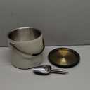 3.2L Modern Insulated Ice Bucket with Silicone Lid, Scoop, Strainer, Double Wall Stainless Steel Ice Bucket for Parties & Cocktail Bar,Ideal for Gift(Pearl White) (Beige)