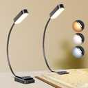 Book Light 2 Pack, Rechargeable Reading Lights for Books in Bed-Eye Caring 3 Colors, Stepless Dimming, 360° Flexible Studying Small Desk Lamp, Lightweight Clip-on LED Night Light for Book Lovers, Kids