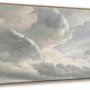 DJSYLIFE Framed Canvas Wall Art, Clouds with a Sunset Vintage Painting Prints, Classical Sky Cloud Pictures Nature Wall Art, Modern Farmhouse Country Decoration, Home Bedroom Living Room Decor 20"x40"