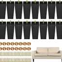 TURSTIN Furniture Legs Plastic Sofa Couch Legs Square Tapered Feet Sofa Legs with M8 T-Nuts Screws for Legs Sofas Chairs Cabinets Dressers Beds, Black (16, 8 Inches)