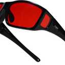TIJN Sonia Red Sleep Glasses Orange Lens for Blue & Green Light Blocking,Dual AR Coating,Wraparound Frame for Gaming Screen