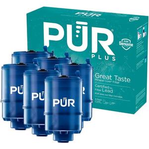 PUR Plus Mineral Core Faucet Mount Water Filter Replacement, 6 Pack for 18-Month Supply, Compatible Water Filter for Sink Faucet PUR Filtration Systems (RF-9999)