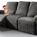 vctops 8 Pieces Geometric Jacquard Plush Recliner Sofa Covers Soft Fuzzy Fluffy 3 Seats Couch Cover Anti-Slip Sofa Slipcover Furniture Protector with Elastic Bottom for Kids Pet(Dark Grey,3 Seat)