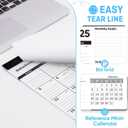 Desk calendar 2025-2026 Large 22 x 17 inch with Clear Waterproof Cover Jan. 2025-Jul. 2026 18 Months Monthly Planner Schedule Organization, Black
