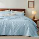 Bedsure Quilts King Size - Lightweight Bedspreads King Size with Basket Weave Pattern, Soft Quilt Bedding Set, Sky Blue Comforter Set Coverlet for All Seasons with 2 Pillow Shams (106" x 96") | Skin-Friendly Soft, All-Season Comfort, Breathable, Lightweight, Machine Washable