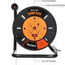 DEWENWILS Extension Cord Storage Reel with 4-Grounded Outlets, Heavy Duty Open Cord Reel for 12/3,14/3,16/3 Gauge Power Cord, Hand Wind Retractable, 10A Circuit Breaker, Rocker Power Switch