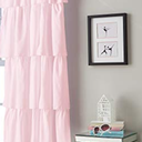 Curtainworks Flounced Ruffle Rod Pocket 100% Polyester, 42 x 63 Inch, 1 Curtain Panel, Pink