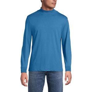Lands' End Men's Super-T Mock Turtleneck (Blue, L)