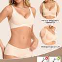 Womens Seamless Bra Deep V Gathering Design Breathable Side-Boob Control Wire-Free (M)