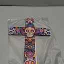 Pinkunn 2 Pcs Mexican Cross Wall Decor Floral Day of The Dead Decoration Hand Painted Wood Wall Art Da De Los Muertos Altar Decorations Spanish Cross Decor for Home(Sugar Skeleton)