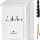 SUBEKYU Magnetic Lint Bin for Laundry Room, Wall Mounted Metal Lint Box Holder Trash Can with Lid for Dryer, Lint Basket for Laundry Room Organization, White