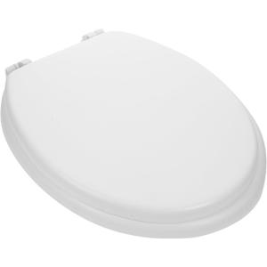 Soft Foam Elongated Toilet Seat Cushion, Universal Slow Closing Toilet Bowl Seat Replacement for Bathroom, White Compatible Mount, Padded Comfortable Fit for Seniors and Home Use