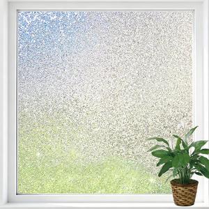 Window Privacy Film, Frosted Stained Glass Window Film, Static Cling Non-Adhesive Heat Control UV Blocking Window Clings Sticker Decorative for Bathroom Home Door 29.5" x 78.7"