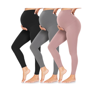 CTHH Women's Maternity Leggings Over The Belly Pregnancy Yoga Pants Activewear Workout Leggings, Black Grey Pink for Yoga, Workout, Work, Athletic, Lounge, Gifts for Pregnant Women, Small