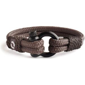 Mens Rope Bracelet - Stainless Steel Black Shackle, Extremely Durable and Scratch Resistant Waterproof Paracord, Handmade, Nautical Wristband for Men (Chocolate)