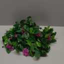 BLEUM CADE Artificial Hanging Flowers for Outdoors, 2pcs Fake Hanging Plants Pothos Vines with Purple Flowers for Wall Home Living Room Indoor Outdoor Decor (No Baskets)