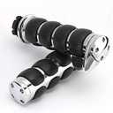 INNOGLOW Motorcycle Hand Grips 1" Universal Non-Slip Handgrips Handlebar Grips with Throttle Assist Chrome Black Aluminum Rubber for Harley Kawasiki Suzuki Cruisers