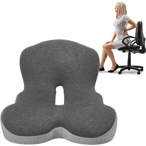 Buttocks Cushion for Office Chair Memory Foam Seat Pad for Butt Support Tailbone Relief Ergonomic Chair Cushion for Home Car Travel or Work (Classic Black)