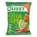 Quest Nutrition Chili Lime Tortilla Style Protein Chips, 20g Protein, 3g Net Carbs, Low Carb, Gluten Free, 1.1 oz (Pack of 12)(BB: 07/07/2026)