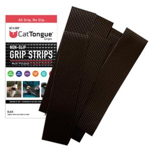 CATTONGUE GRIPS 2 Non-Abrasive Grip Tape Strips - Heavy-Duty, Waterproof Anti-Slip Tape for Furniture, Bathtubs, Frames, Gaming & More - Indoor & Outdoor Anti-Slip Solution (Black) (1-Pack)