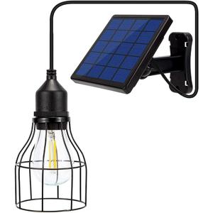 Solar Lights Outdoor Dusk to Dawn Shed Light 9.8FT Extension Cable Solar Powered Bulb Pendant Waterproof for Indoor, Chicken Coop, Porch, Gazebo, 3000K Warm