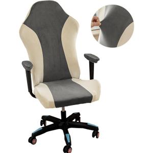 Lavish Cover Velvet Stretchable Gaming Chair Cover, Washable, Anti-Scratch Slipcover with Armrest Protection, Cat Scratch Proof for Office and Computer Chairs(No Chair, LightGrey)