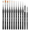Blablaovy 12pcs Miniature Paint Brushes Drybrush Set, Detail Paint Brushes for Acrylics, Watercolor, Figurines Model, Face Painting, Piant by Number Kit for Adults - Triangular Handles (Black), Pack of 2