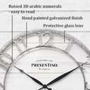 Presentime & Co 21" Farmhouse Series Wall Clock, Shiplap Style, Raised 3D Arabic Numeral, Galvanized Finish. Wall Dcor for Living Room, Dining Room, and Entryway.