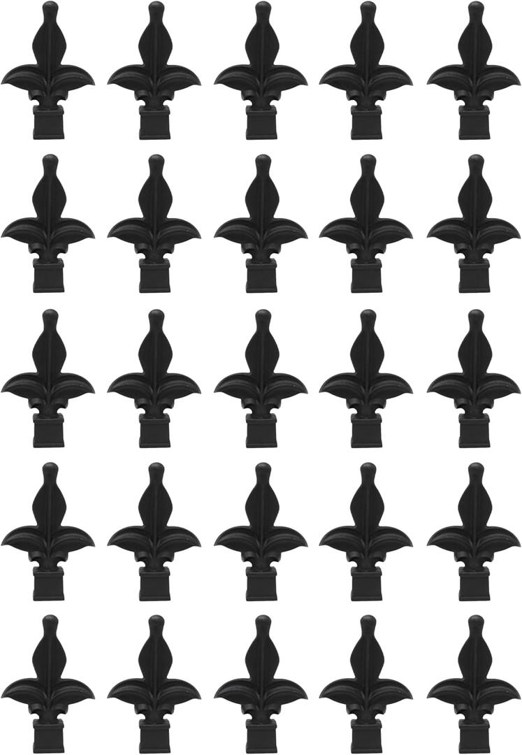 3/4" Fence Finials Fleur De Lis High-Impact Polypropylene Black Finial Fence Topper (25)