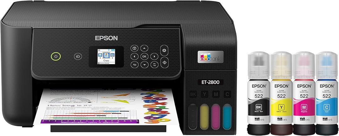 Epson EcoTank ET-2800 Wireless Color All-in-One Cartridge-Free Supertank Printer with Scan and Copy  The Ideal Basic Home Printer - Black, Medium