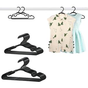 60 Pack Black Baby Hangers 11.42 Inch & 12.91 Inch Each 30 Pack - Kids Non-Slip Clothes Hangers for Infant & Child, Durable Plastic Children's Hangers for Closet, Pants, Coats, Skirts