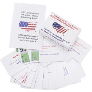 3 x US Citizenship Test Flashcards Set 2025, Civics Test Flash Cards American Government Assessment Preparation with 100 Civics Questions & Answers for Naturalization Exam