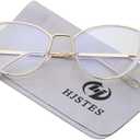HJSTES Blue Light Blocking Glasses Women Trendy Cat Eye Metal Frame Computer Reading Eyewear(White)