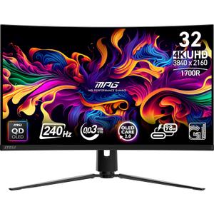 msi MPG 321CURX QD-OLED, 32-Inch,4K UHD, 3840x2160,1700R,OLED Monitor, 240Hz,0.03ms, DisplayHDR True Black 400, G-SYNC Compatible, HDMI 2.1, DP 1.4a, USB C (98W PD),Height Adjustable, Black