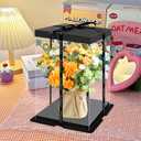 TEMPSPACE 2PCS Clear Gift Boxes Transparent Gift Cake Box, 6.8 * 6.8 * 11.5 inch Transparent Display Case Gift Boxes with Base, Lid & Ribbon for Wedding, Birthday, Christmas, Thanksgiving, Party