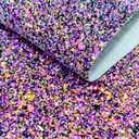 2 x Black Purple Chunky Glitter Faux Leather Roll 12 x 52 Inch, Sparkly Winter Halloween Mardi Gras PU Fabric for Holiday DIY Crafts Bows Earrings (16013#58)